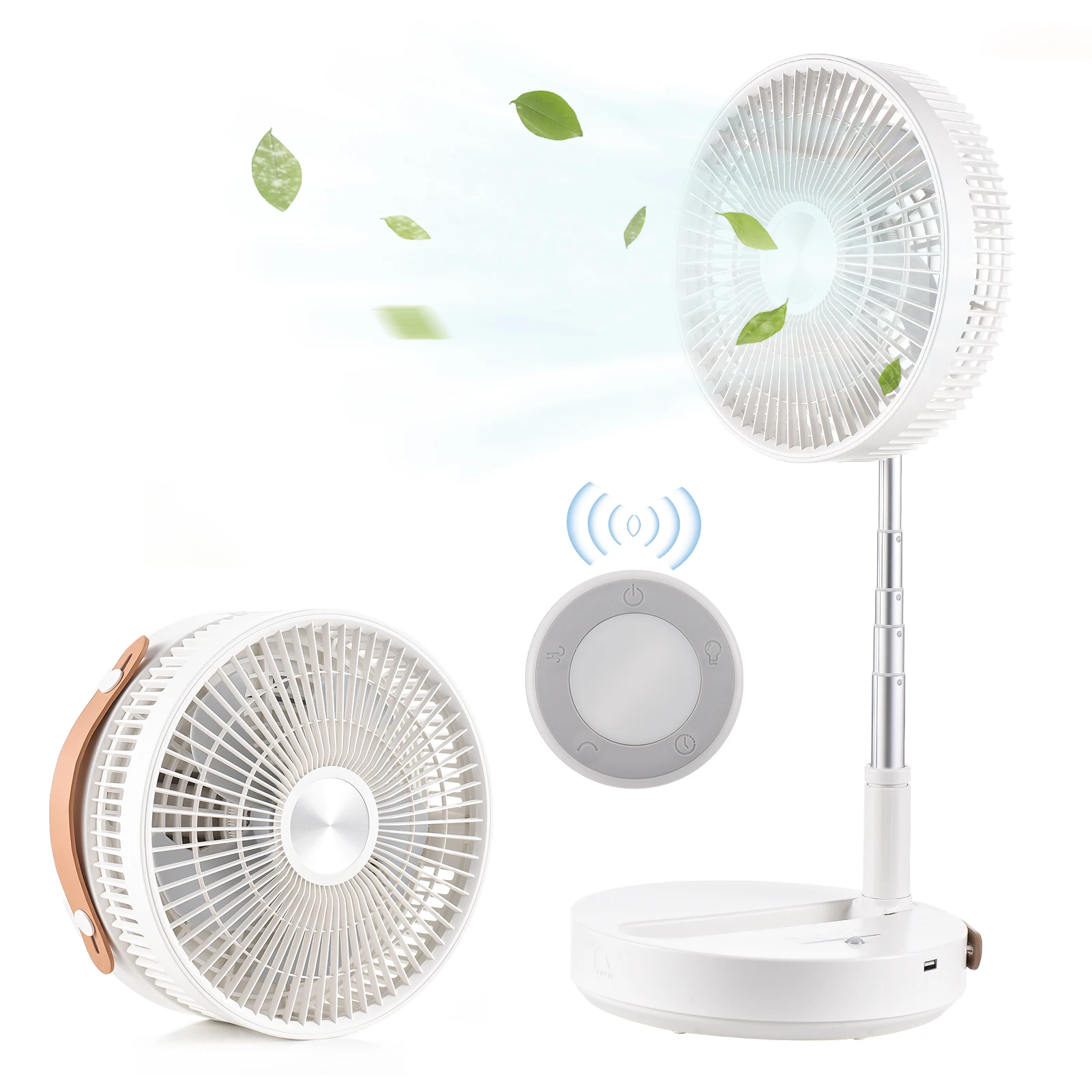 Portable Standing Fan Foldable Oscillation Telescopic Floor Fan Support 4 Wind Speed Timer 180° Back Rotate Fan