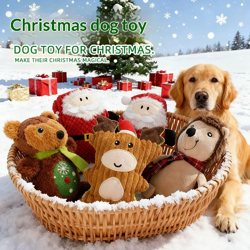 

Christmas Plush Dog Toy - Squeaky Chew-Resistant Festive Plaything, Interactive Chew Toy with Holiday Themes (CE Certified)​