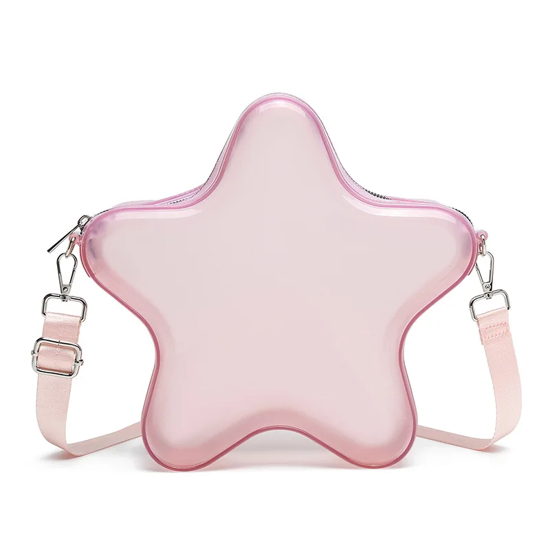 

2024 New Transparent Star Bag Pink Crossbody Bags Fashion Sparkling Backpacks for Women Lady Trendy Jelly Back Pack Mochilas