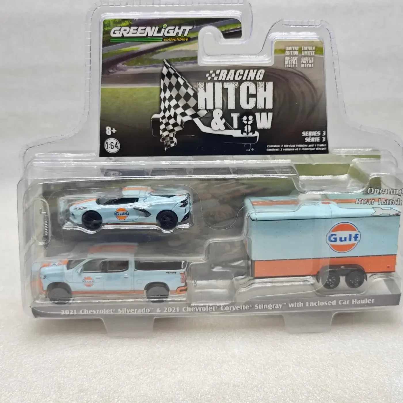 

1:64 Chevrolet Silverado и Chevrolet Corvette Stingray 2021, 2021, с закрытой линейкой автомобиля, модель автомобиля из сплава, детское украшение