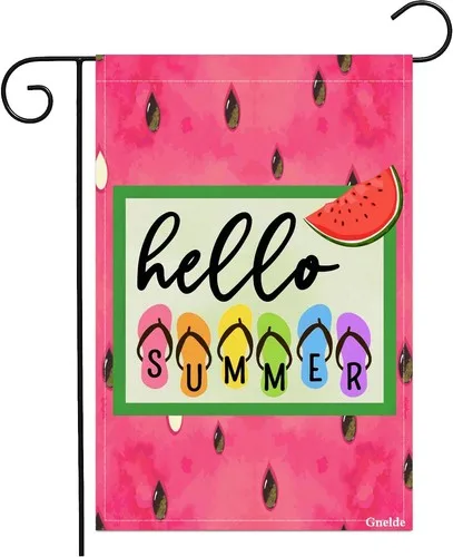 Garden Flag Hello Summer Slippers Watermelon Summer Flag Double, 12 x 18 Inch XXQ
