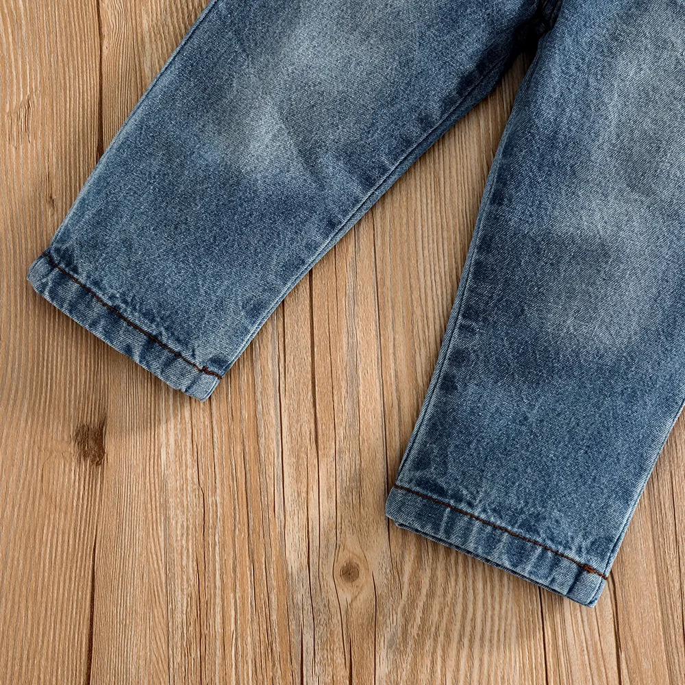 1-2 سنة طفل رضيع جديد الربيع والخريف نمط الفيل مخطط قميص طويل الأكمام الدنيم السراويل بدلة عصرية