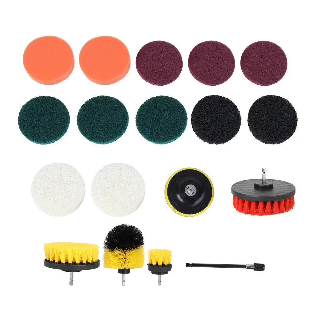 

18 шт., набор щеток для электрической дрели, насадки для скруббера для домашней уборки, многофункциональные чистящие средства