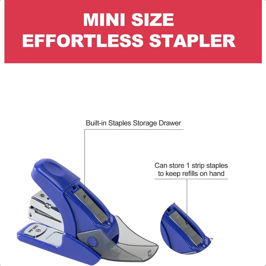 Effortl Mini Stapler Set 20 Sheet Capacity Integrated Remover Staple Storage Holds 1 4 Staples Includes 1000 Staples Lightweigh