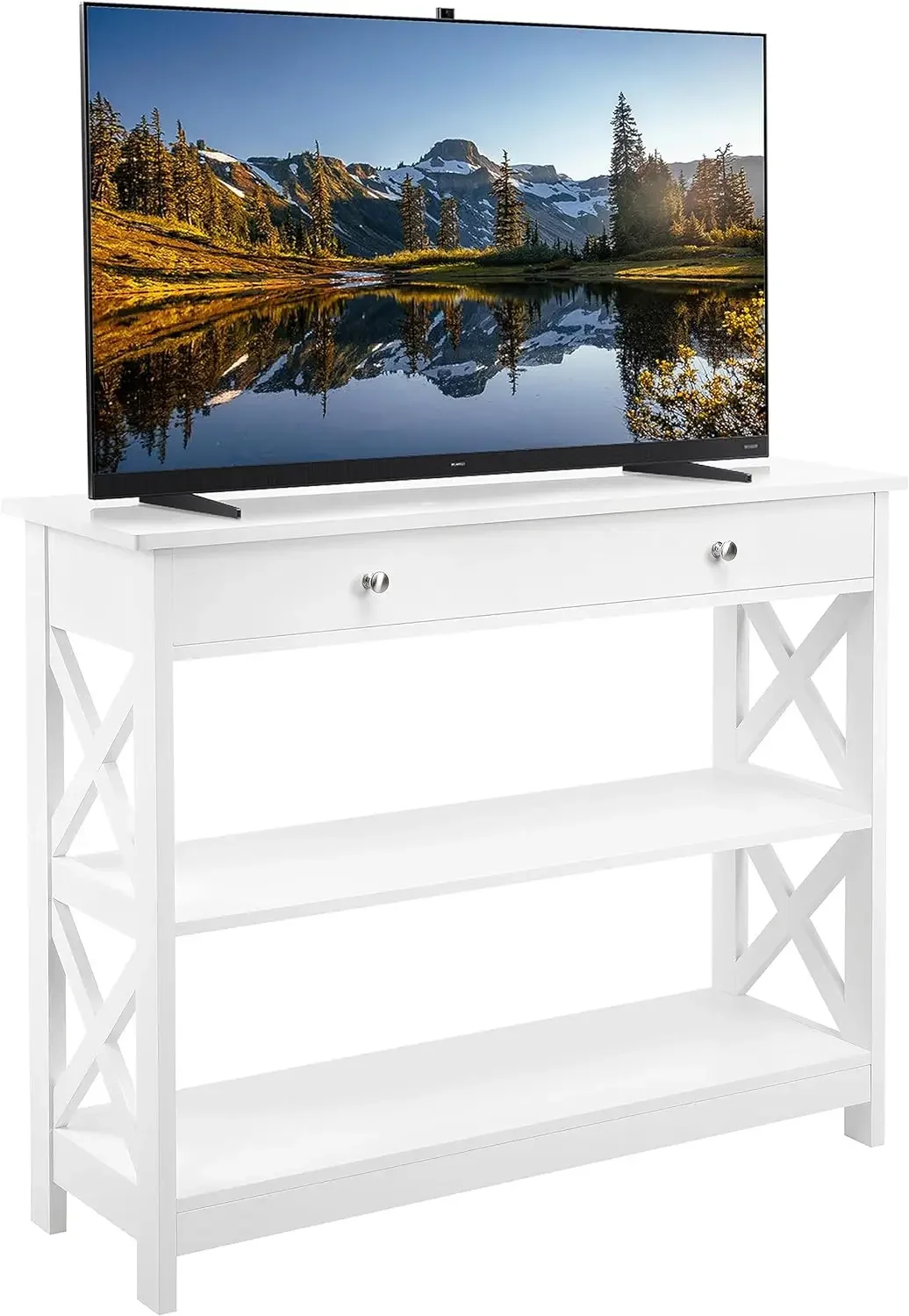 

TV Stand, Entertainment Center with Drawer, 39.5" Media Console Table for TV with 2 Open Shelves for Bedroom, Living Room,