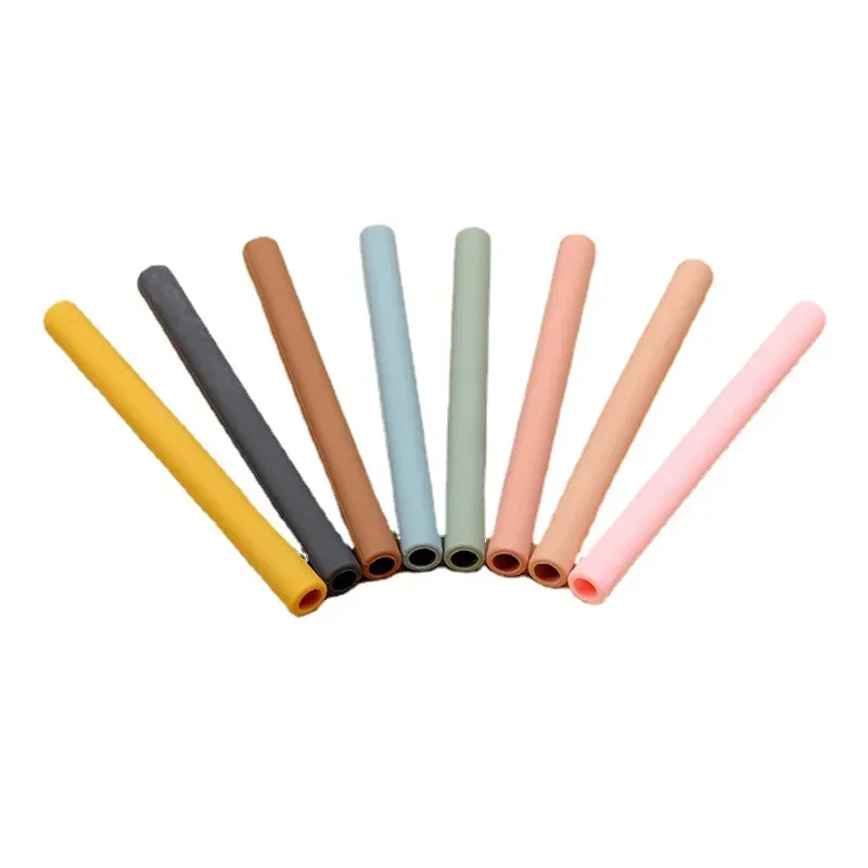 Straight Drinking Straws Silicone Reusable Bubble Tea Straws Long Drink straw Set Coffee Drink Creative Straight Straw 1Pc