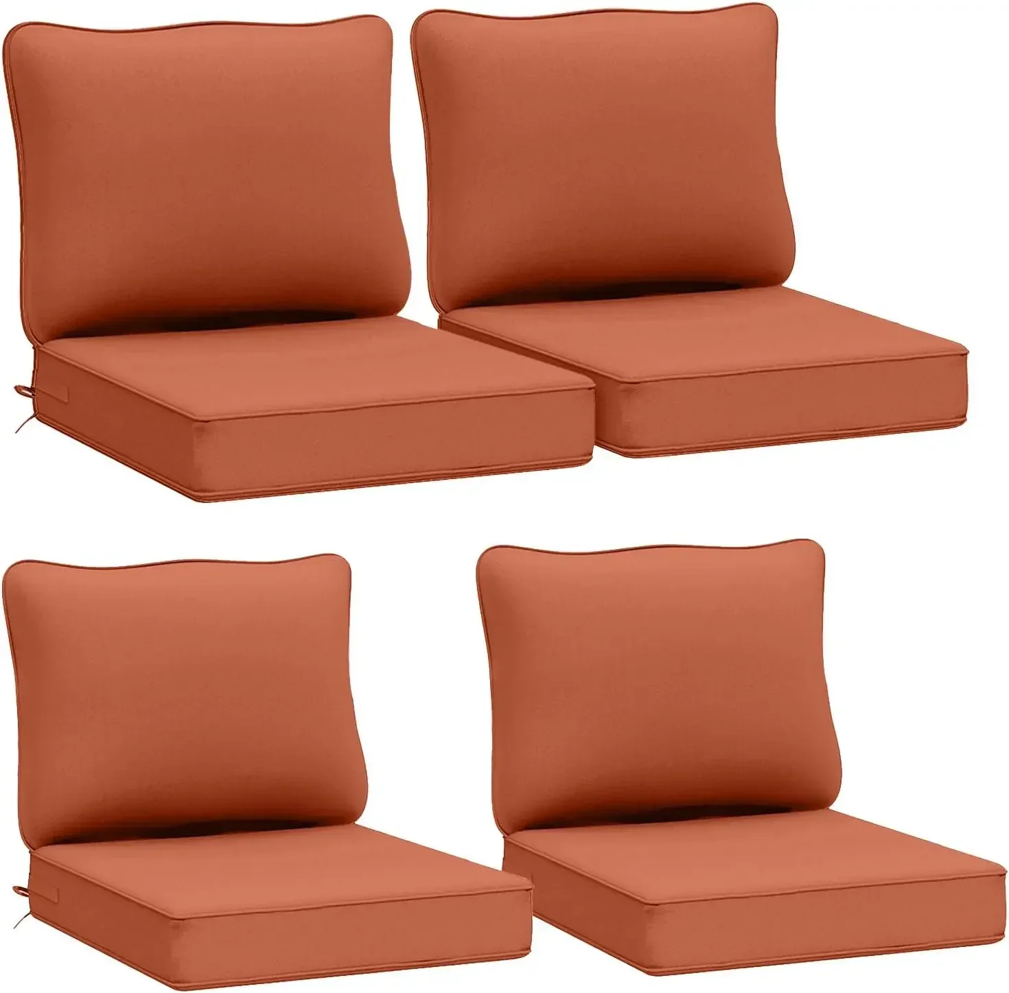 

Outdoor Deep Seat Cushions, Waterproof, Fade-Resistant Patio Furniture Replacement Cushions, 24" x 24" x 5", Set of 4, Rust