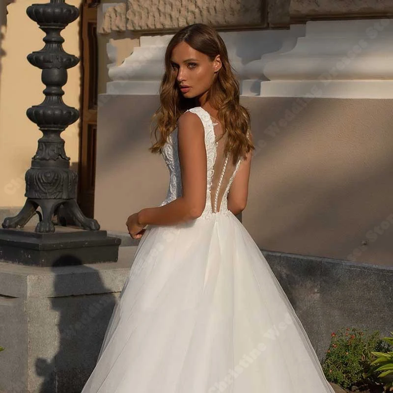 Robe de Mariée Trapèze en Dentelle à Manches sulf, Élégante, en Tulle, Sur Mesure, Grande Taille, avec Appliques, pour ix, Nouvelle Collection 2024