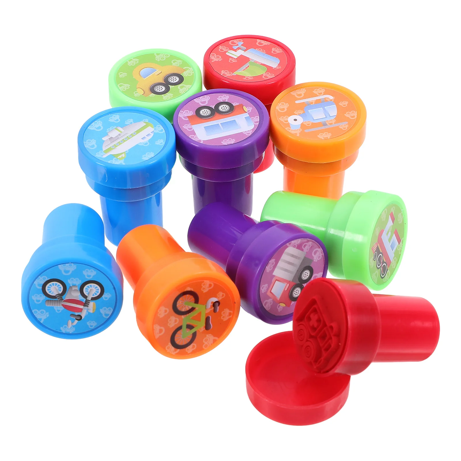 

10 Pcs Construction Stampers Transportation Name Diary Plastic Vehicles Toddler Golf Ball