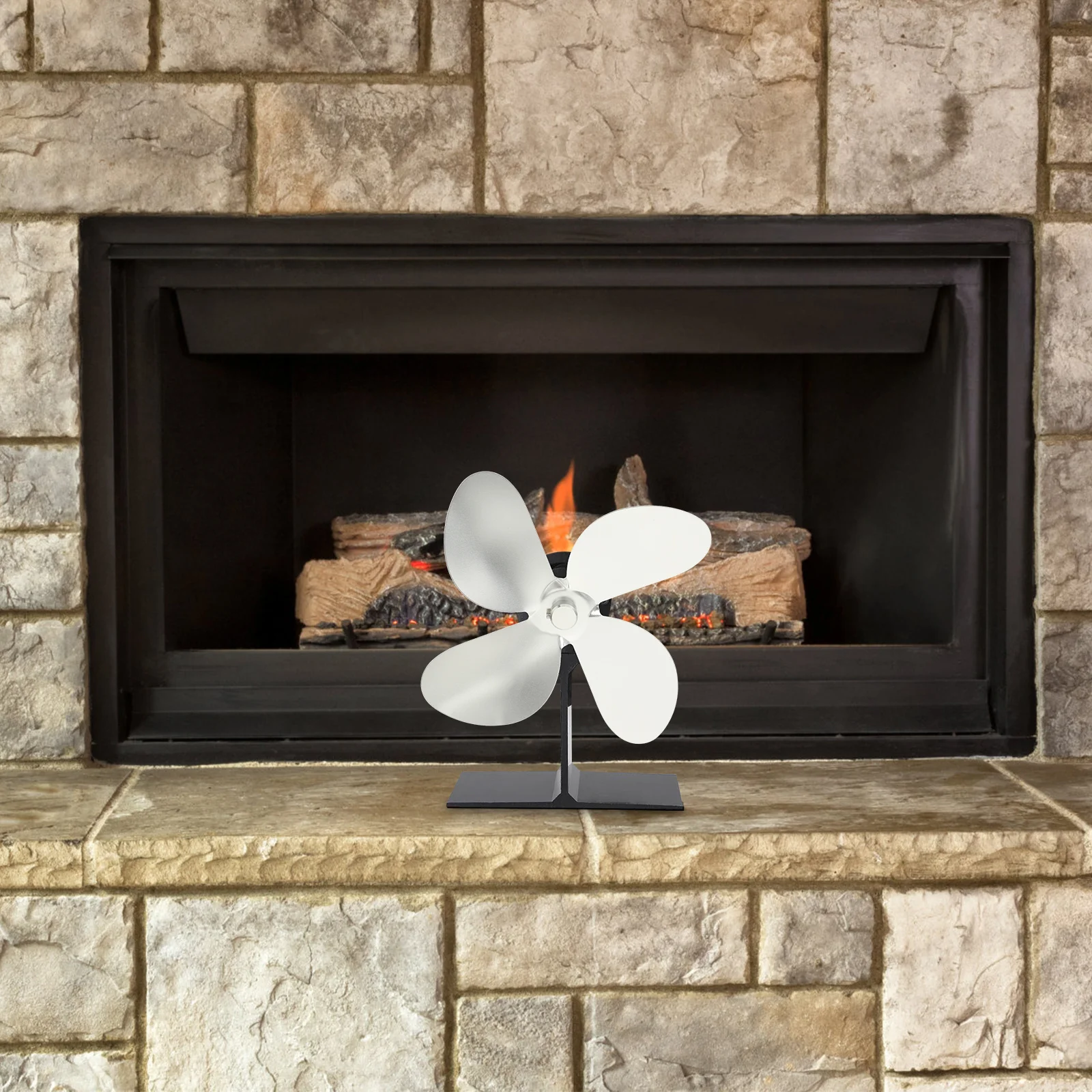 Aluminum Alloy Fan Blade Compact Sturdy Thermal Fan Part For Wood-Burning Stove Gas Fireplace Heat Powered Replacement