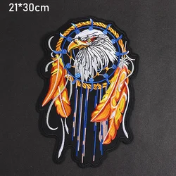 Big Dream Catcher Eagle Size: 30x21CM punk Patch for Clothing Iron on Embroidered Applique Fabric Badge DIY Accessories