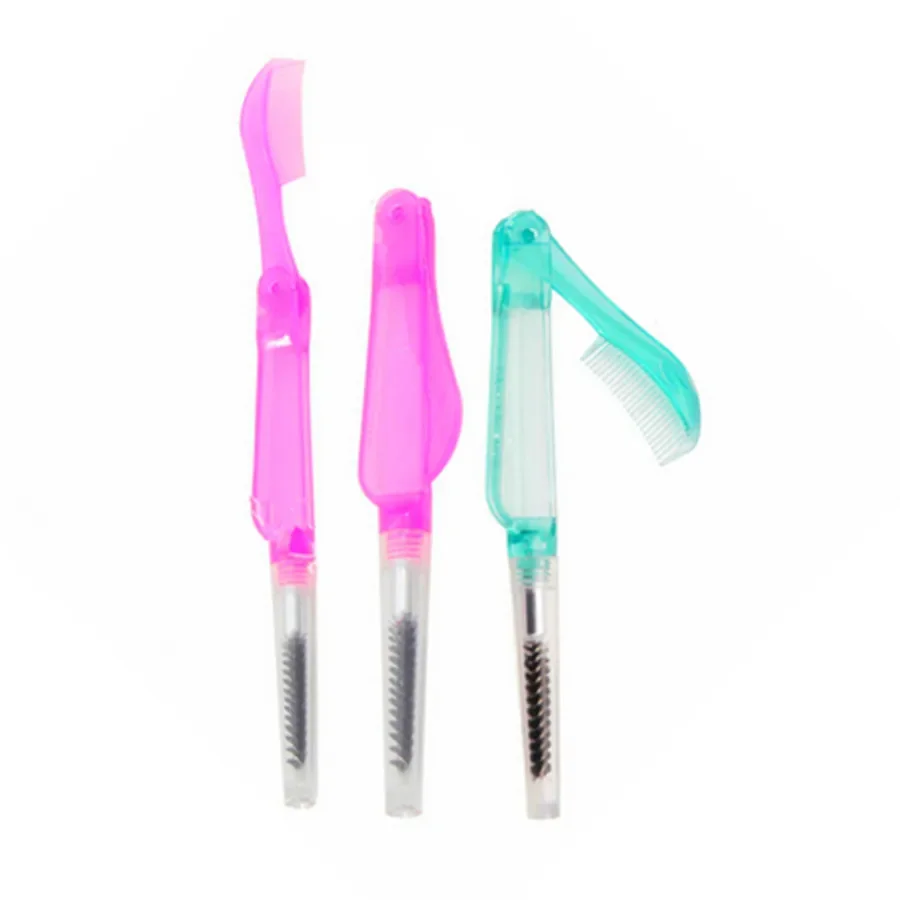 2 szt. Składane narzędzia do makijażu dla kobiet 2 w 1, grzebienie do brwi i rzęs, akcesoria do makijażu, podwójne narzędzie kosmetyczne dla kobiet do rzęs.