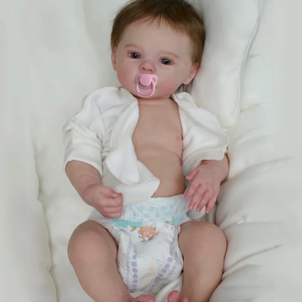 17 Inch Reborn Dolls Meadow Premature Baby Full Silicone Vinyl Boy Washable Newborn 3D Skin Visible Veins DIY Toys For Girls