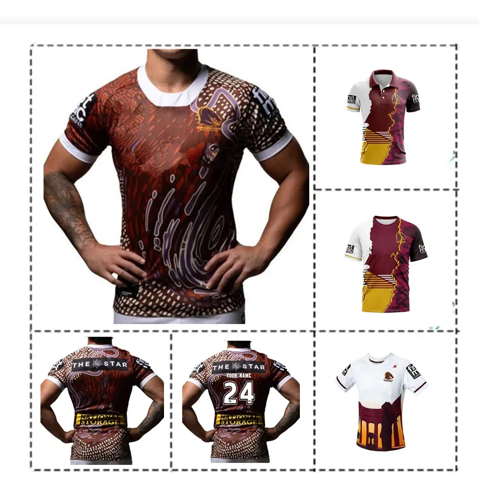 

2024 Brisbane Broncos Indigenous Rugby Jersey - Men's Size:S-M-L-XL-XXL-3XL-4XL5XL（Print Custom Name Number）