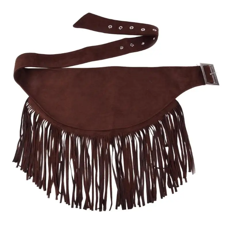 39BD Western Waist Accessory with Long Fringe Trim and Fabric Panel