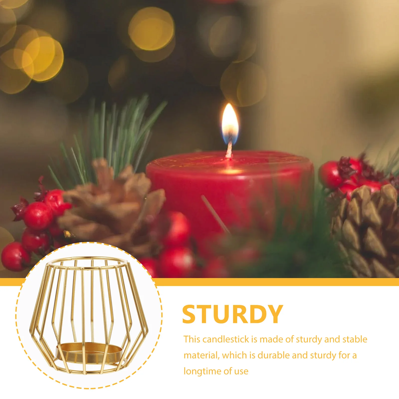 

Elegant Geometric Holder Iron Wire Tea Light Candlestick Modern Style Home Decoration Desktop Ornament Pillar Stand