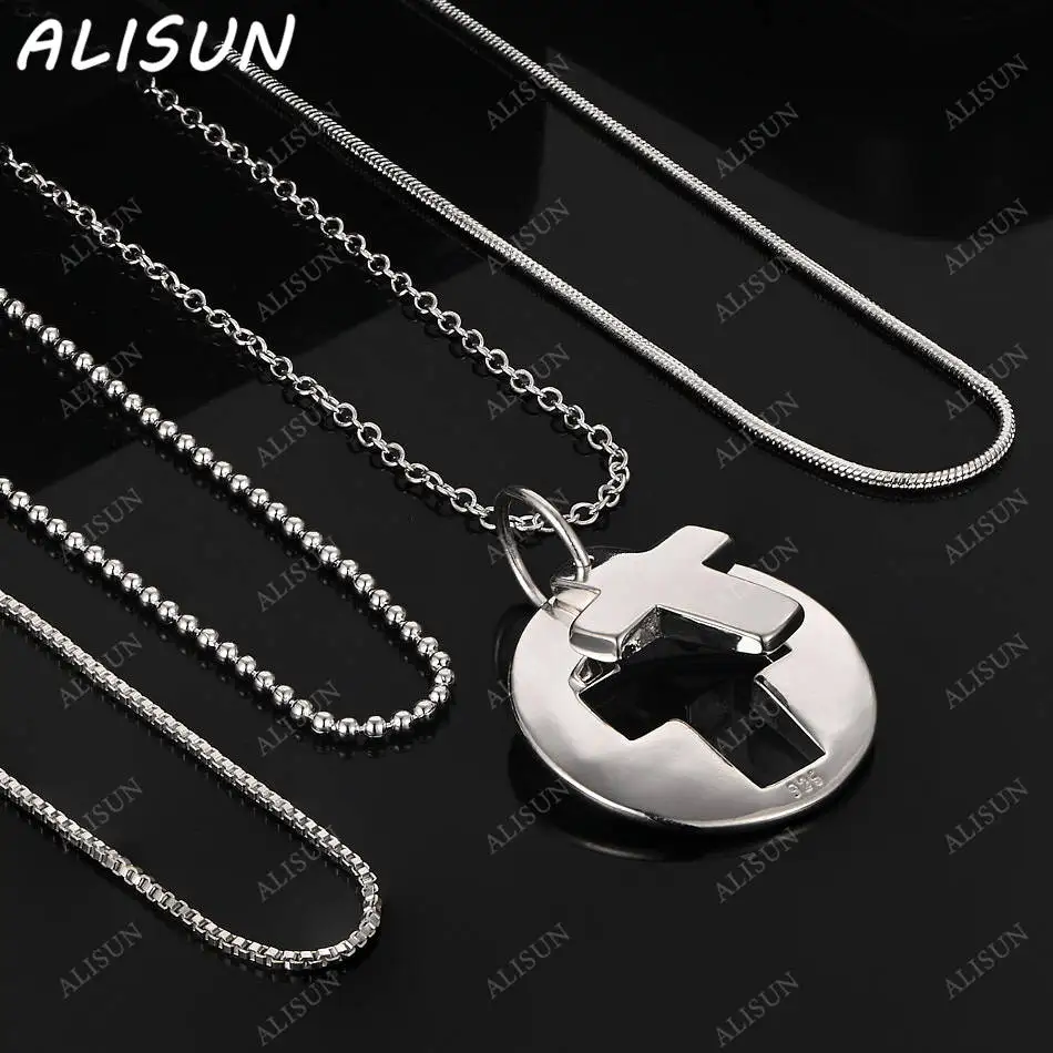 

ALISUN 40-75 см стерлингового серебра 925 пробы ожерелье с подвеской в виде креста для женщин и мужчин очаровательные трендовые подарки на день рождения модные вечерние ювелирные изделия