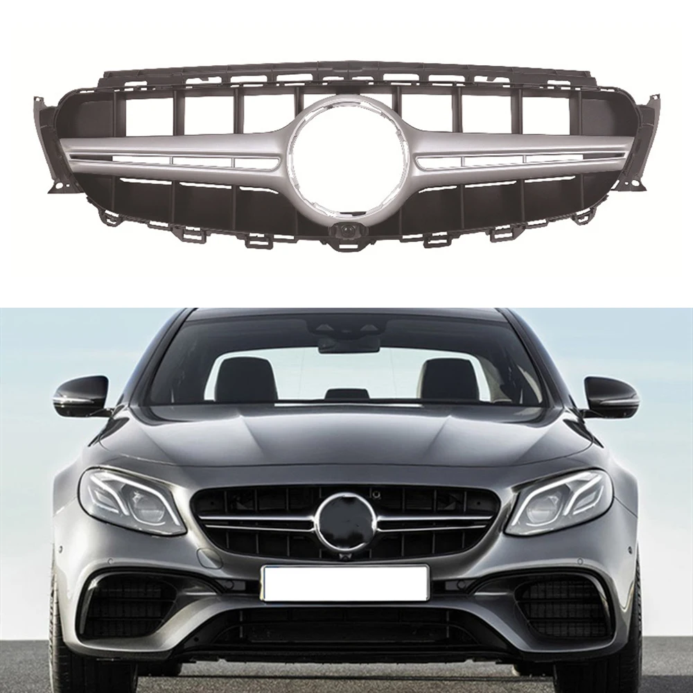 

Front Grille Grill For Mercedes Benz E Class W213 2016-2020 E200 E250 E300 AMG Style Silver/Black Upper Bumper Hood Mesh Grid