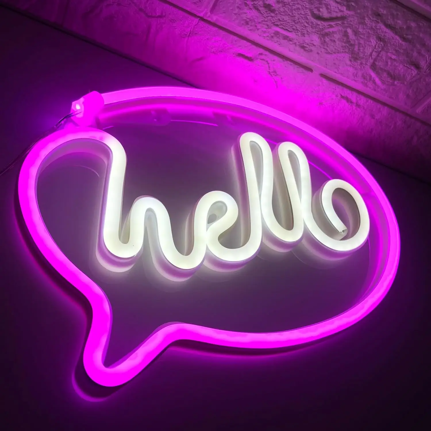 HELLO Pink+White Neon Sign Neon Wall Decoration LED Neon Logo Night Light Christmas Party Wedding Children\'s Room