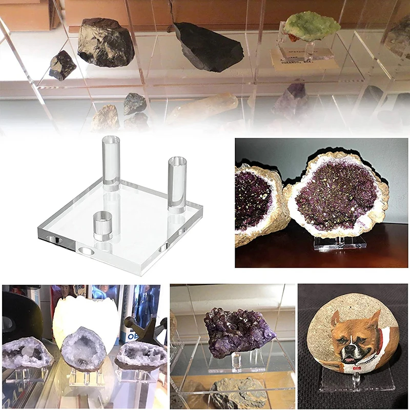 1Pc Rock Display Stand Acrylic Mineral Display Stand Holder Suport Shelf Base for Minerals Rock Specimens Geode Stones Jewelry