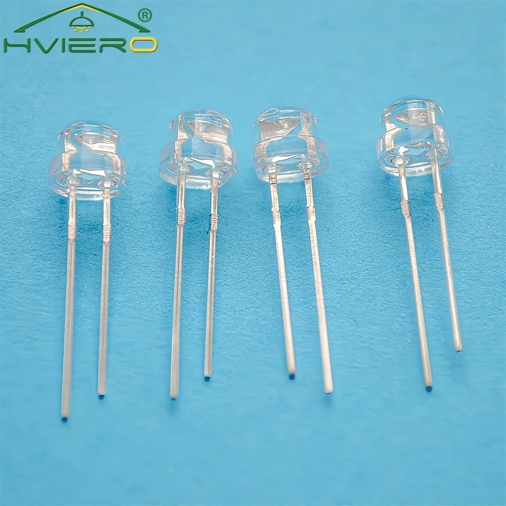 1000pcs Min F5 5mm Straw Hat Water Clear Emitting Diode Ultra Bright White Blue Green Yellow Red Wide Angle Bulb