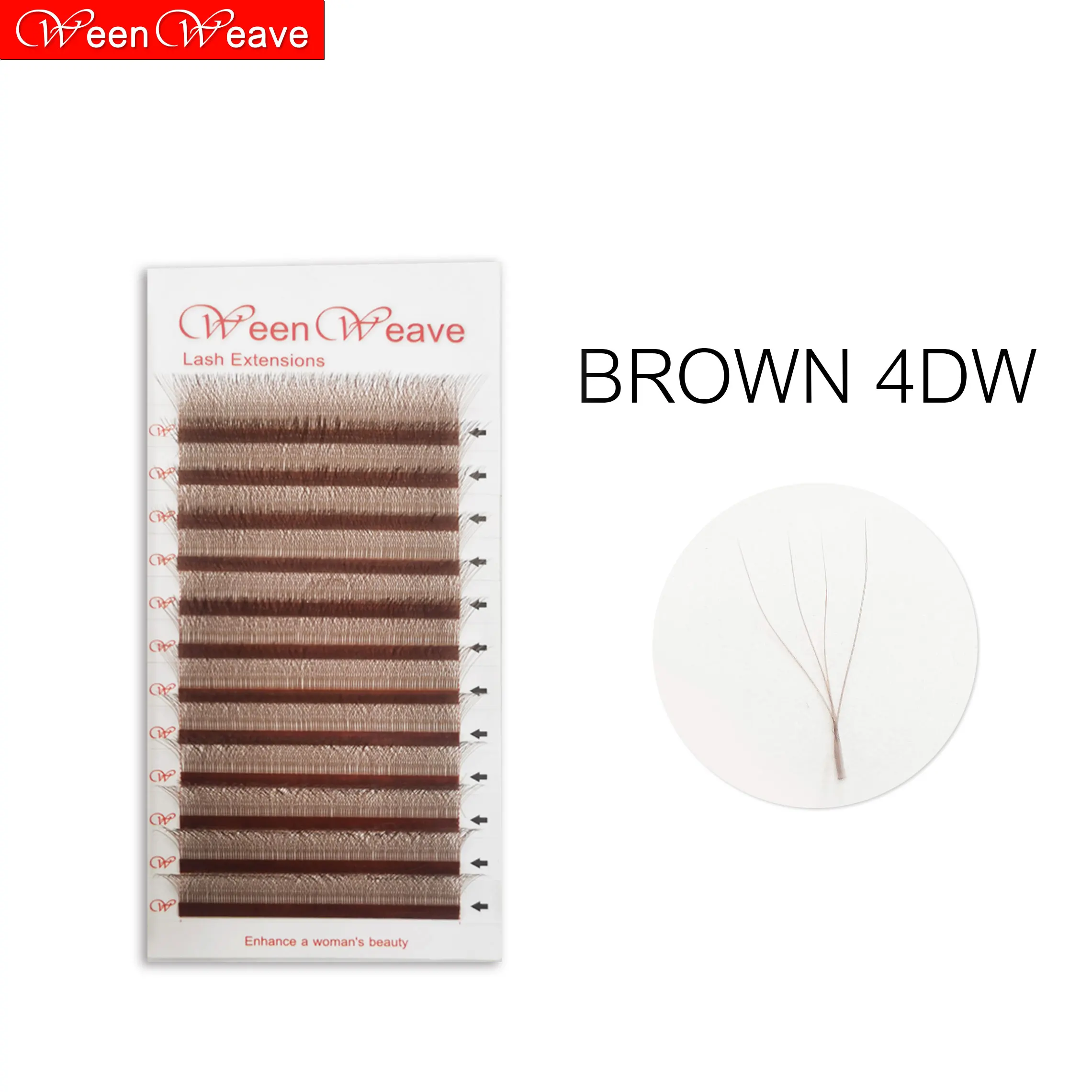 

4D W Shape Bloom Brown Eyelash WeenWeave Premade Fans Mixed Tray Individual Lashes Quality Natural Fake Eyelash make up