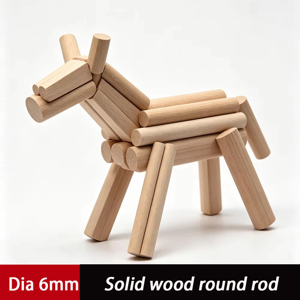 25-50Pcs  Dia6mmSolid Round Wood Length 50mm-400 DIY Construction Material Building Model Fine Wooden Strips