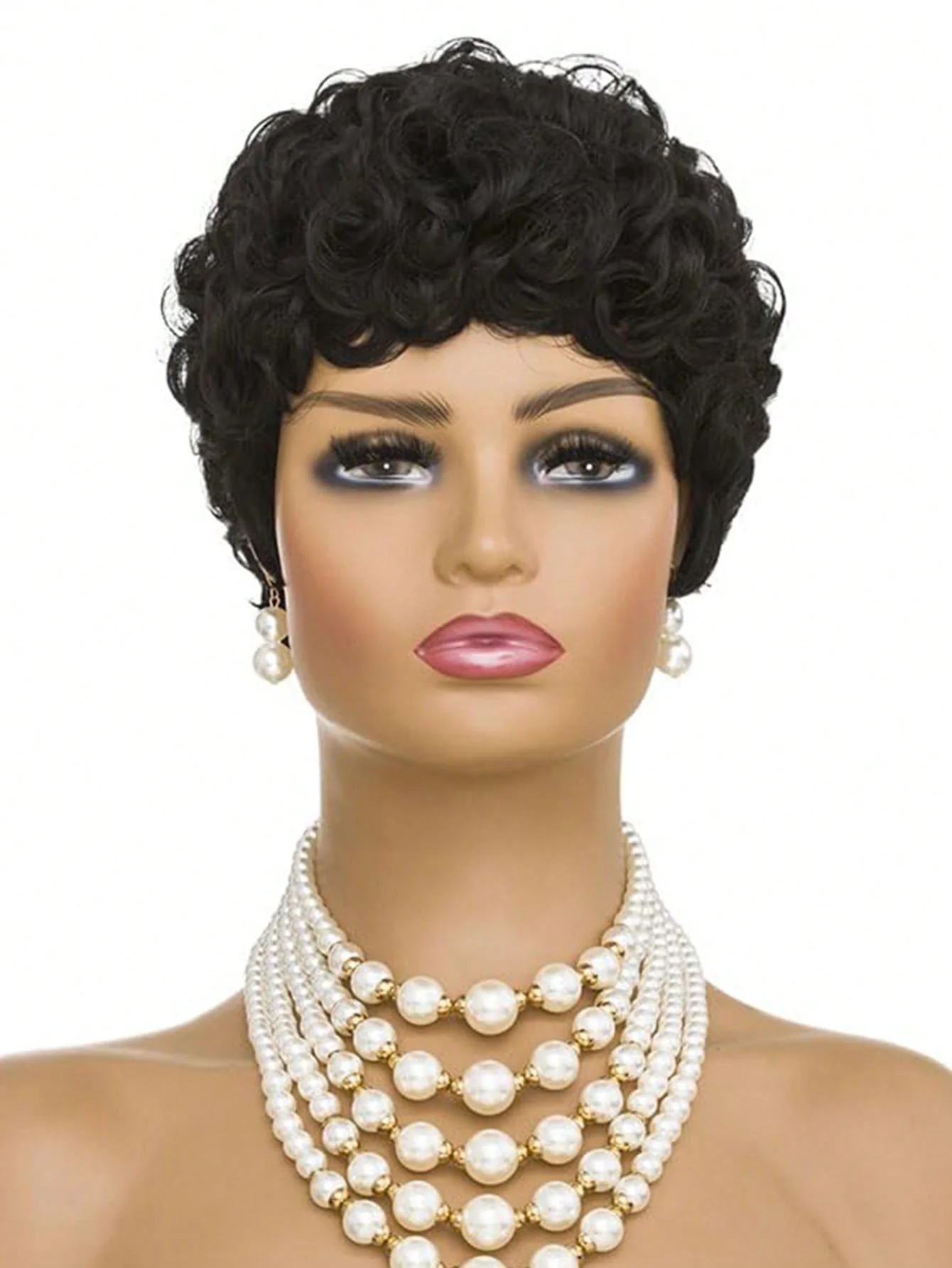 Short Pixie Wigs for Black Women Short Black Curly pixie Wigs Synthetic Hair Wigs for Black Women Natural Wavy Black pixie Cut