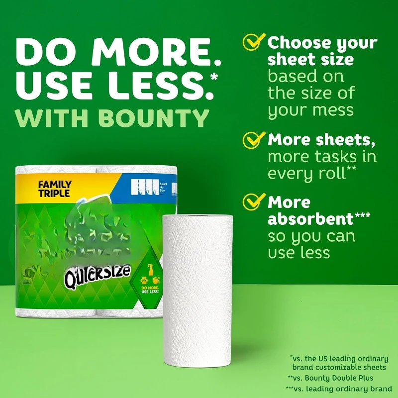 Quick-Size Paper Towels, White, 12 Family Triple Rolls = 36 Regular Rolls