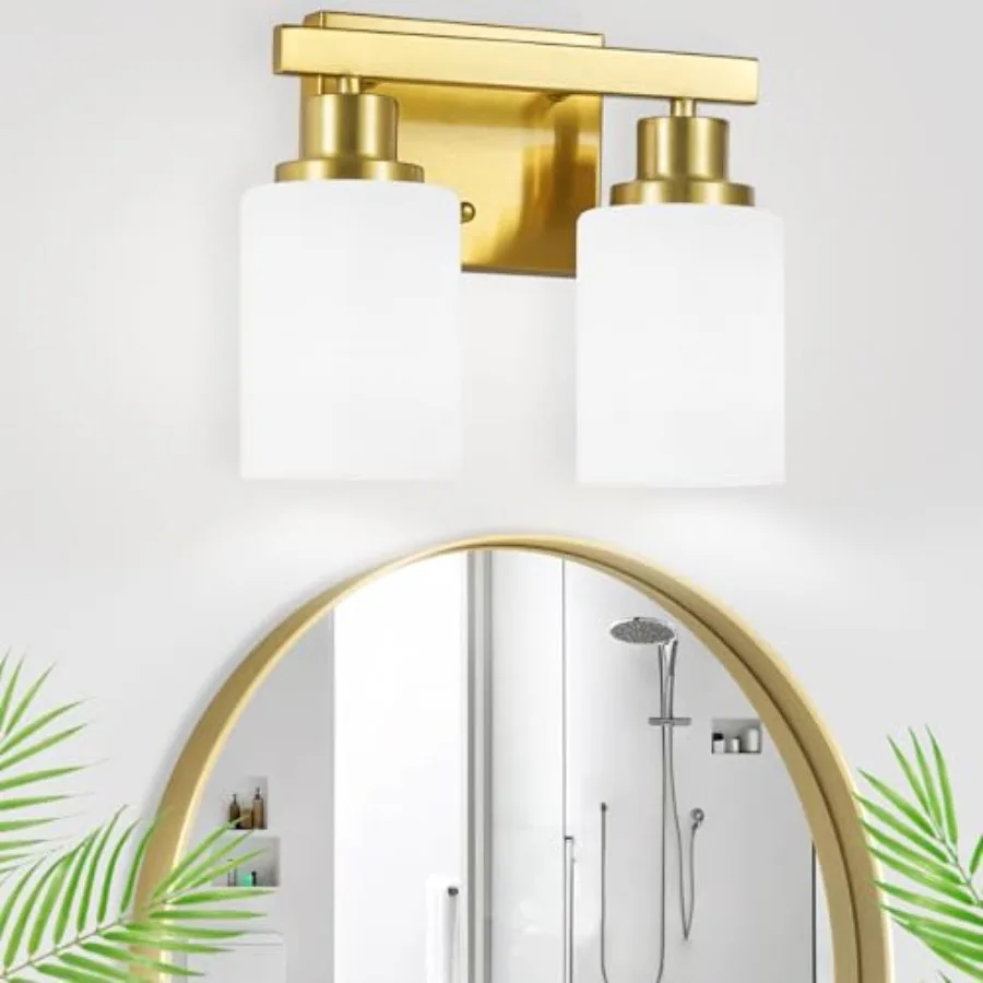 

Bathroom Light Fixtures Over Mirror, Modern Vanity Lights with White Glass Shade, Bathroom Wall Lamp Sconces for Mirror Bedroom