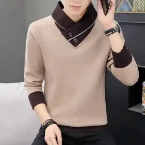 Autumn and Winter Trendy Turtleneck Sweater Men 's Top Velvet Padded Bottoming Shirt