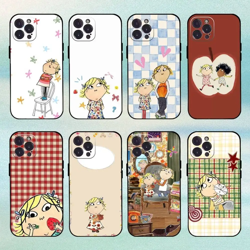 

Paper Cutting-Fabric Charlie and Lola Cartoon Phone Case For iPhone 16,15,14,13,12,Plus,Pro Max, 5G Others Soft Black Cover