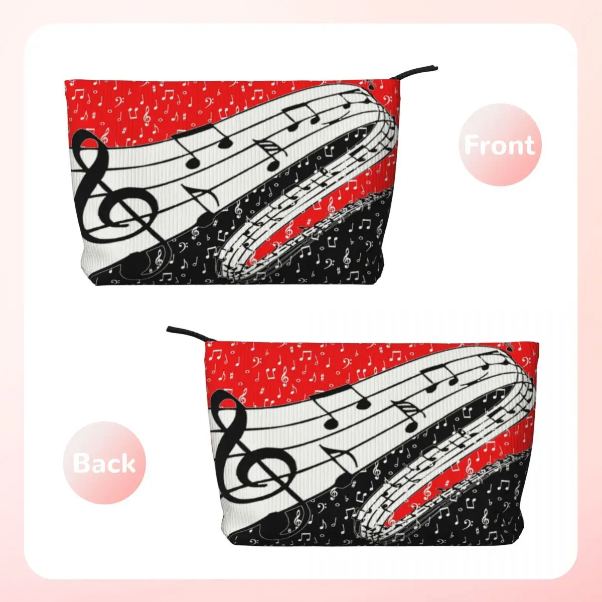 Custom Red And Black Music Theme Toiletry Bag for Women Makeup Cosmetic Organizer Ladies Beauty Storage Dopp Kit Case