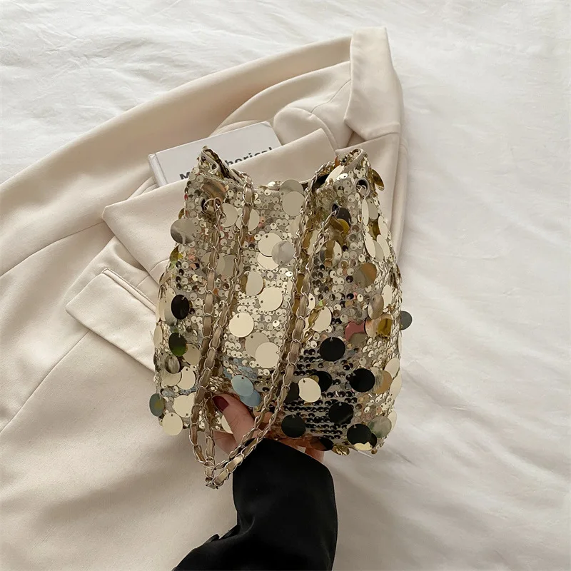 2026 Women Party Elegant Sequin Shiny Evening Banquet Bag Fashion Shoulder Bag Handheld Large Capacity Crossbody Bag with Chain - view 5