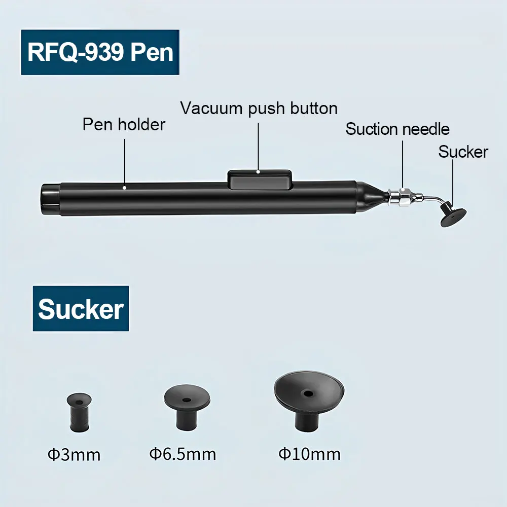 Penna di aspirazione per aspirare sottovuoto con pinzette a 3 ventose IC SMD Pick Up Kit di rimozione della pompa a ventosa dissaldatore
