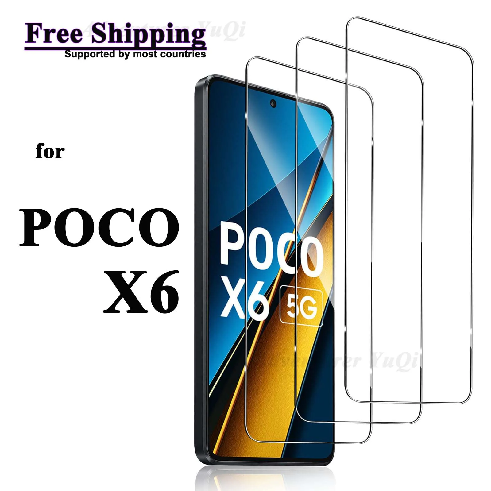 

Screen Protector For POCO X6 Xiaomi Tempered Glass Crystal Clear HD Crystal 9H High Aluminum Anti Scratch Case Friendly