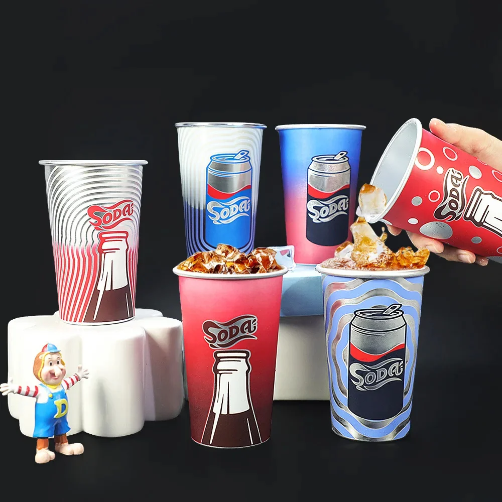 

450ml Large Capacity Reusable Cold Color Changing Aluminum Cup Soda Cup Glasses Rolled Edge Soda Printed Cold Drink Beer Mugs