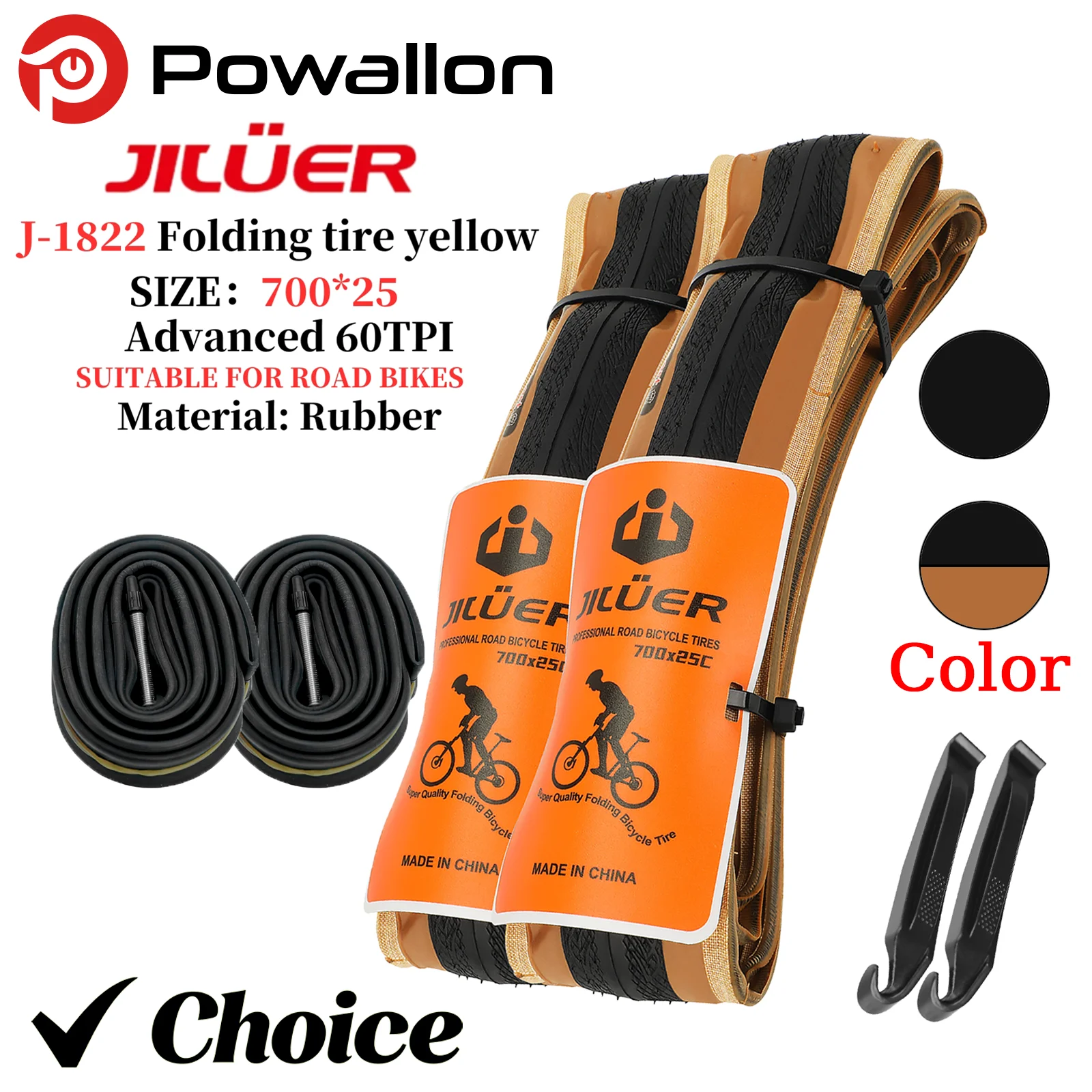 �y�Z�[�����zJILUER 700C �܂肽���ݎ� �u���b�N�C�G���[�^�C�� - ���[�h�o�C�N�p�p���N�h�~�^�C���A700x25C �����܂肽���ݎ��]�ԃ^�C�� 60Tpi