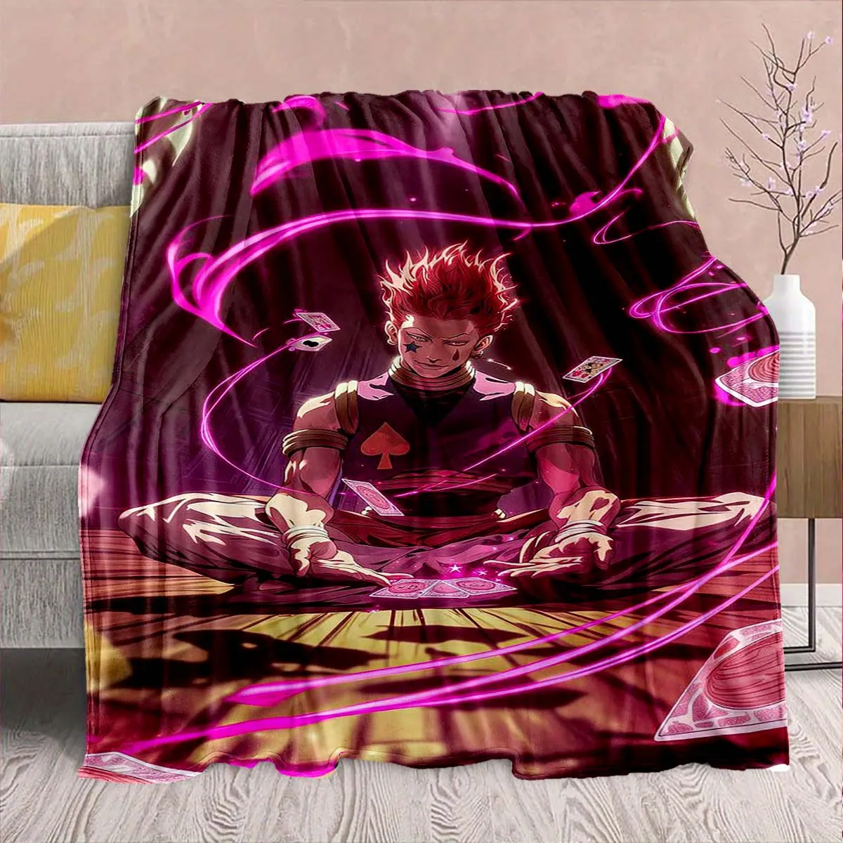 Hunter x Hunter Anime Flannel Blanket – Soft & Warm – Perfect for Sofa, Bedding, Camping, Travel, Office, & Home Decor – QJY