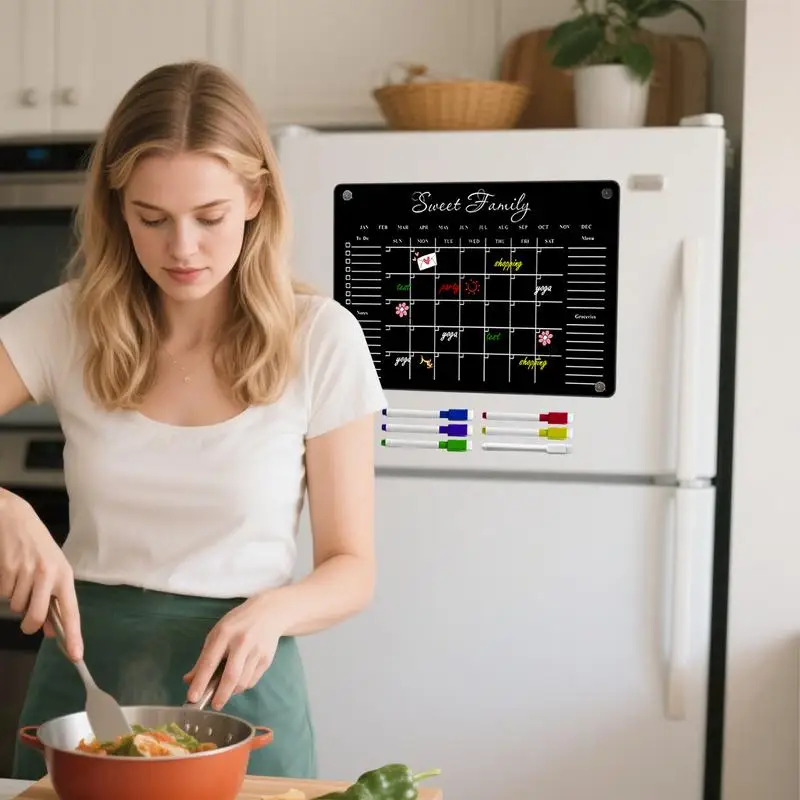 

Magnetic Whiteboard For Fridge Erasable Grocery List Pad Reusable Transparent Dry Erase Board With 6 Erasable Markers For