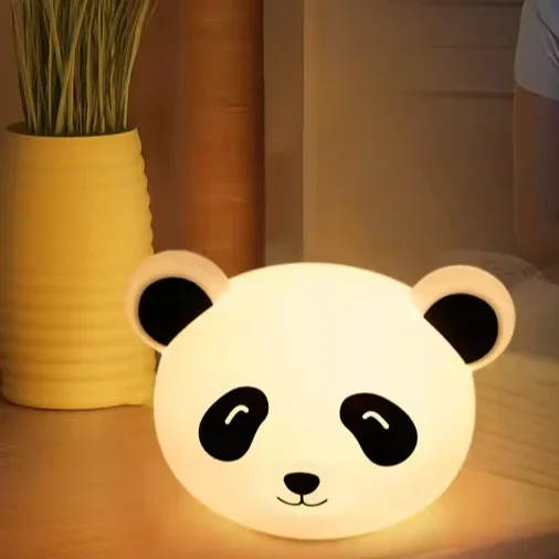 High Quality Kawaii Panda Led Night Lamp Rechargeable Silicone Nightlight With Cartoon Design Cute Animal Night Light For Kids