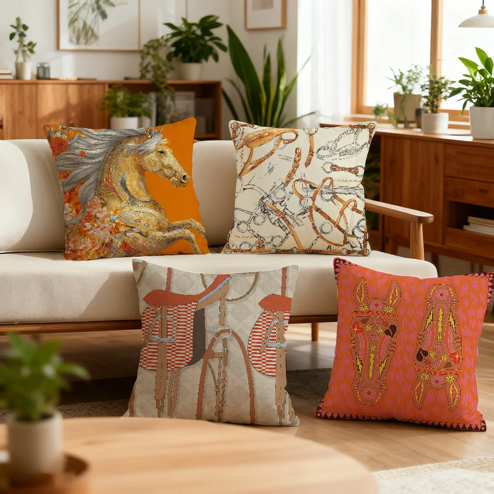 Orange Equestrian Style cushion cover Decoration Room Shop Car Best Home Office Coffee Pillow Sofa Printing Nordic Simplicity