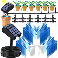 Mini sistema di irrigazione con Timer solare da giardino Kit di irrigazione automatica ad energia solare per raccordi per attrezzature a goccia per piante in vaso da balcone