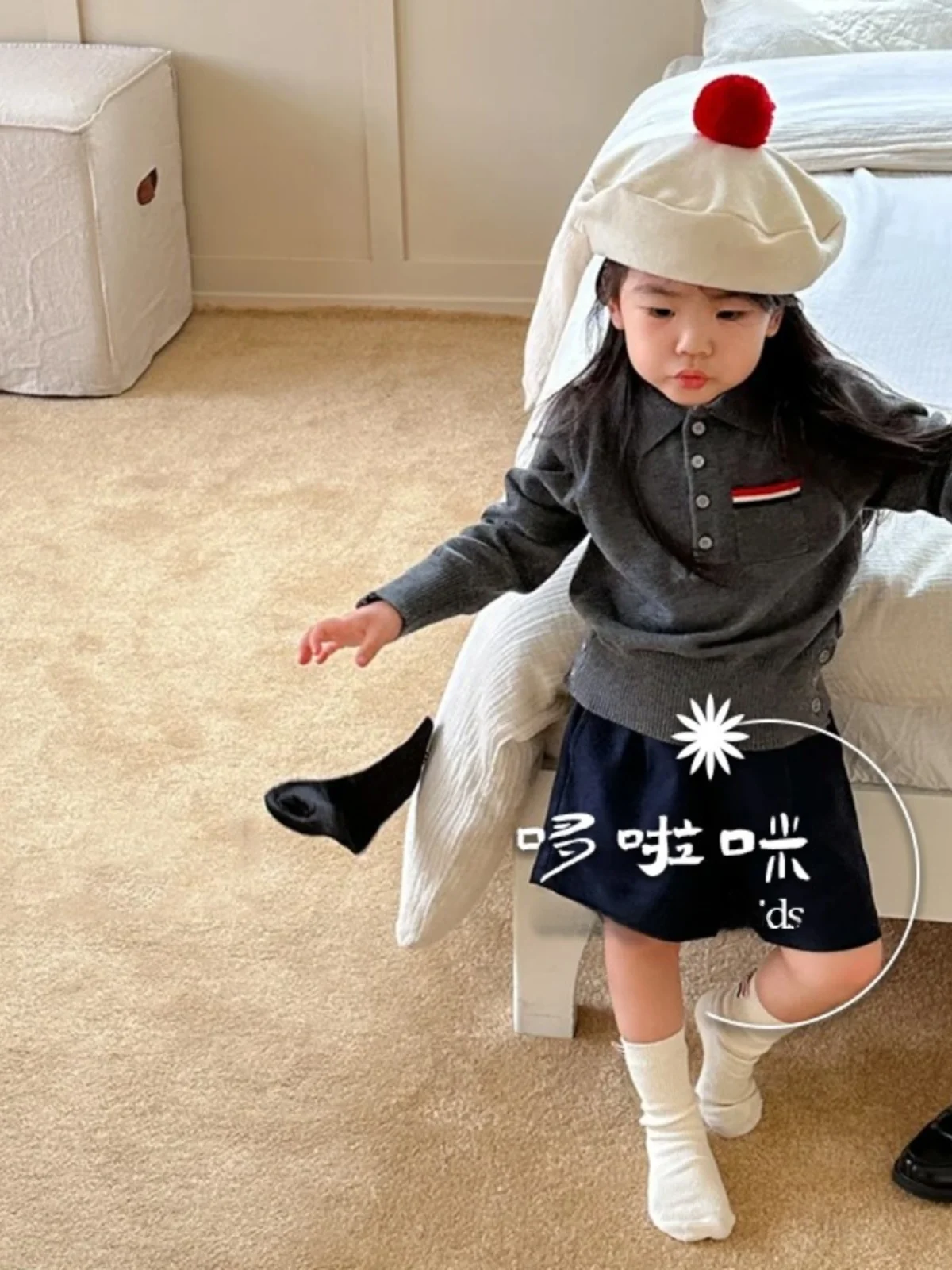 

Preppy Sle Kids Clothing Set for Girls ey Knitted Top And orts Autumn Faionable Children's Wear New Arrival 2025