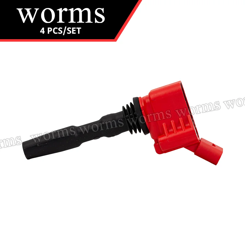 Worms Racing Ignition Coil Upgrade 4Pcs For VW GOLF AUDI A3 Skoda Seat EA211 1.0L 1.2L 1.4T 04E905110L 점화코일