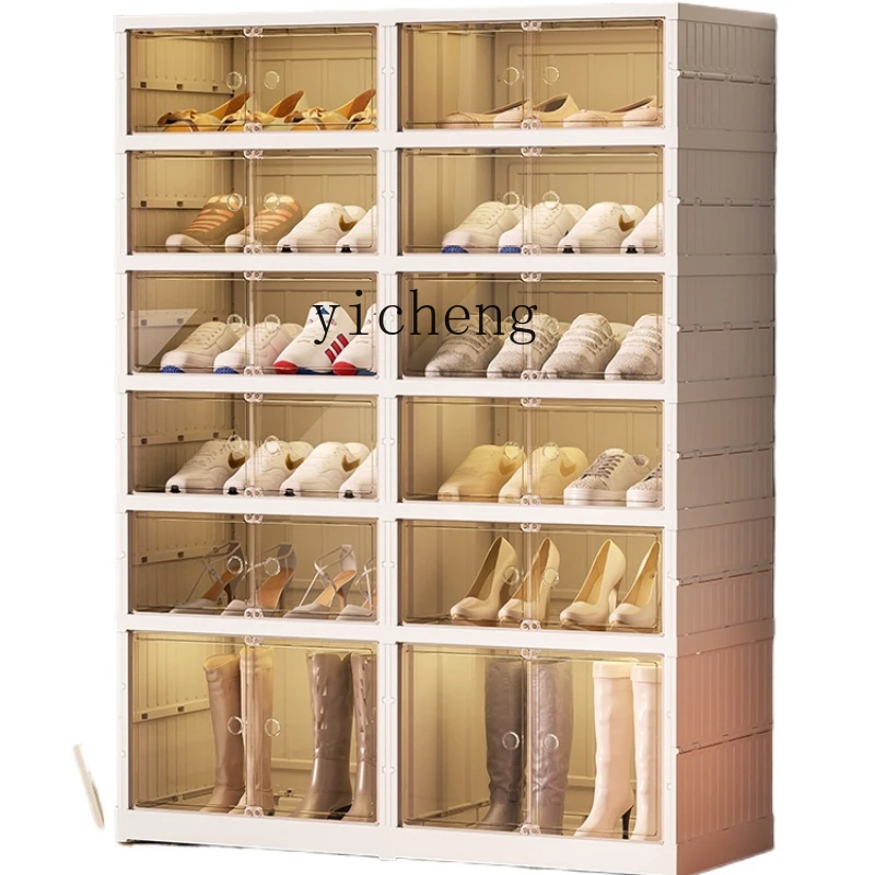 ZK Living Room Storage Box Transparent Installation-Free Space-Saving Home Doorway Multi-Layer Folding Shoe Cabinet Rack