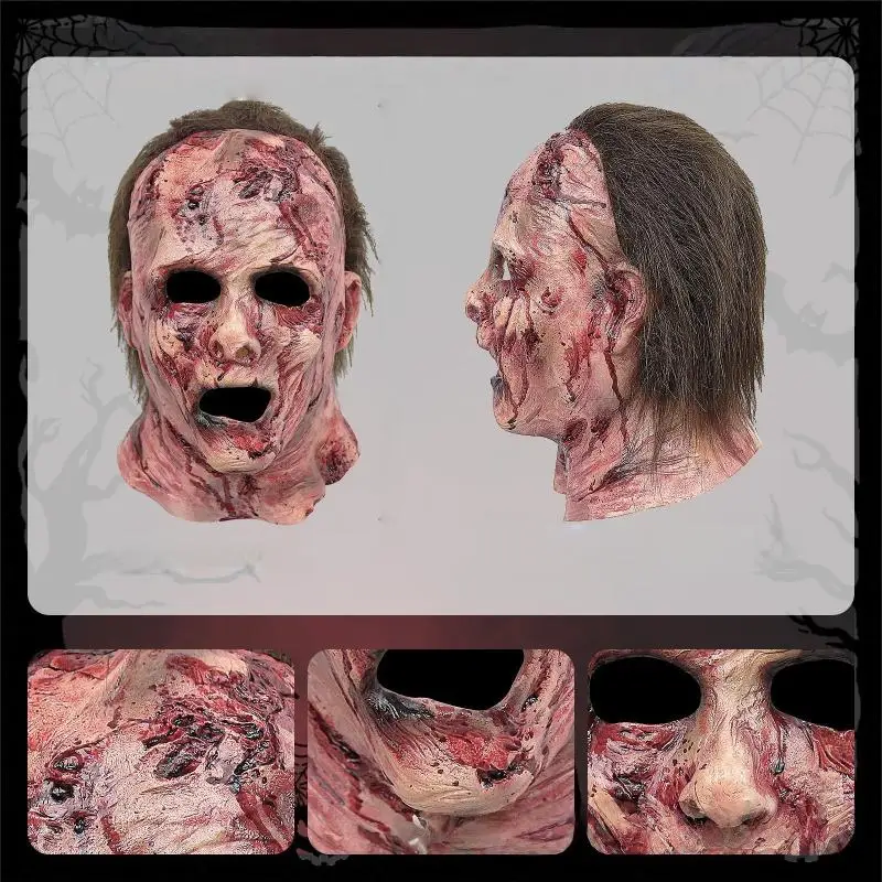 هالوين قناع السيليكون مخيف مهرج أقنعة الدموية مخيف حفلة تنكرية القبعات قناع رأس منزل مسكون تأثيري الديكور الدعامة #2