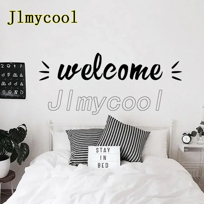 English Alphabet Welcome Wall Sticker For Door Living Room Background Decoration Mural Creative Pattern Home Welcome Art Decals