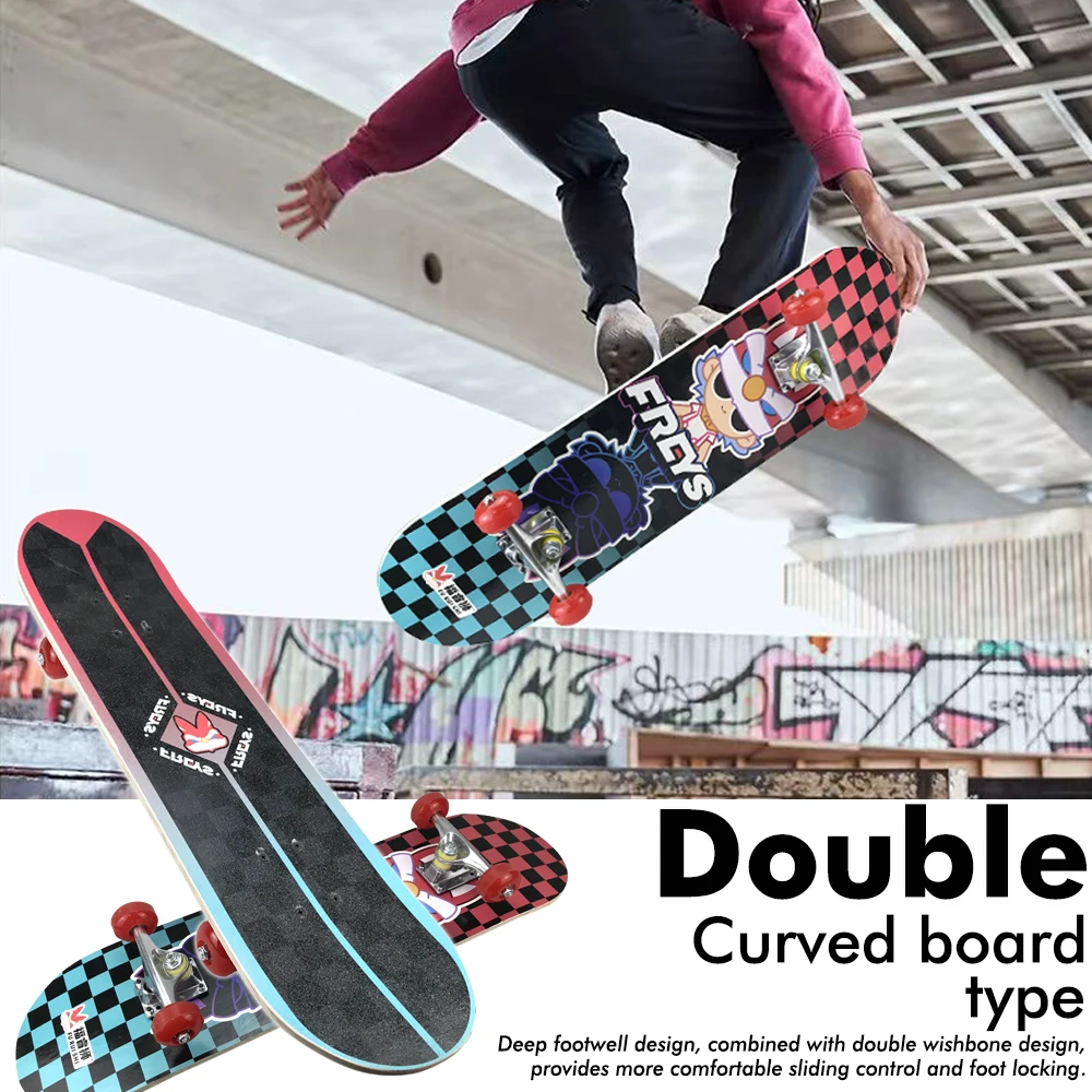 7-Layer High-quality Wood Deck Double Kick Standard Skateboards For kid 30 inch Skateboard Double Kick Skate Board，Teen，Beginner