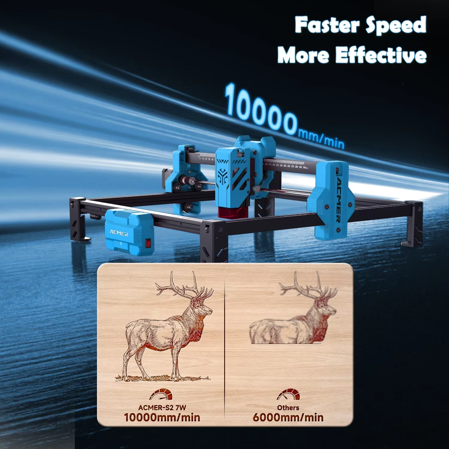 

ACMER S2 Laser Engraving 7W Blue Laser Engraving Cut Machine For Engravable Wood Lacquered Metal